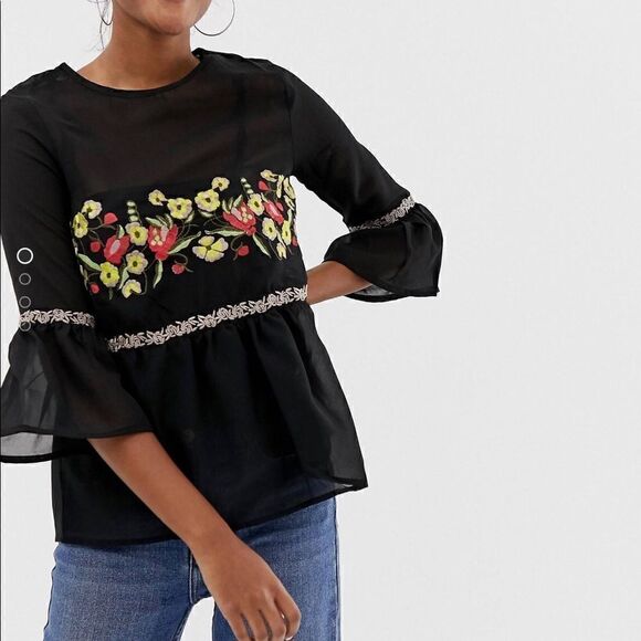EUC Brave Soul floral embroidered blouse - Picture 1 of 4